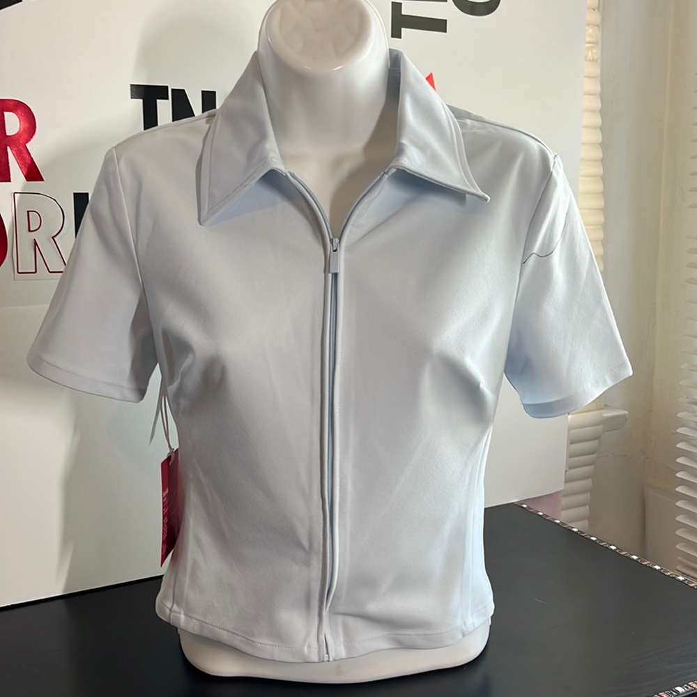 Aritzia color fluid blue Alice Blouse